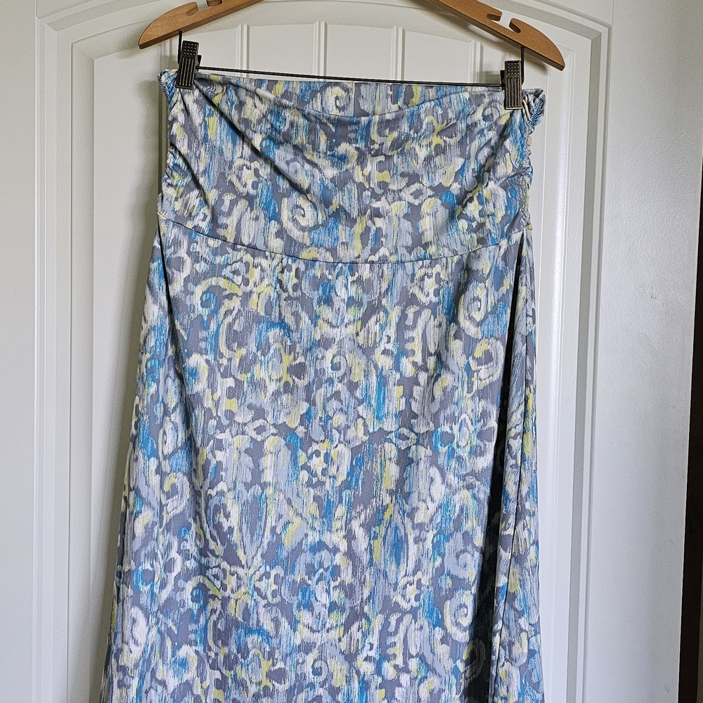 Eddie Bauer Versatrek Blue and Yellow Abstract Skirt/ Cover Up/ Dress Size M